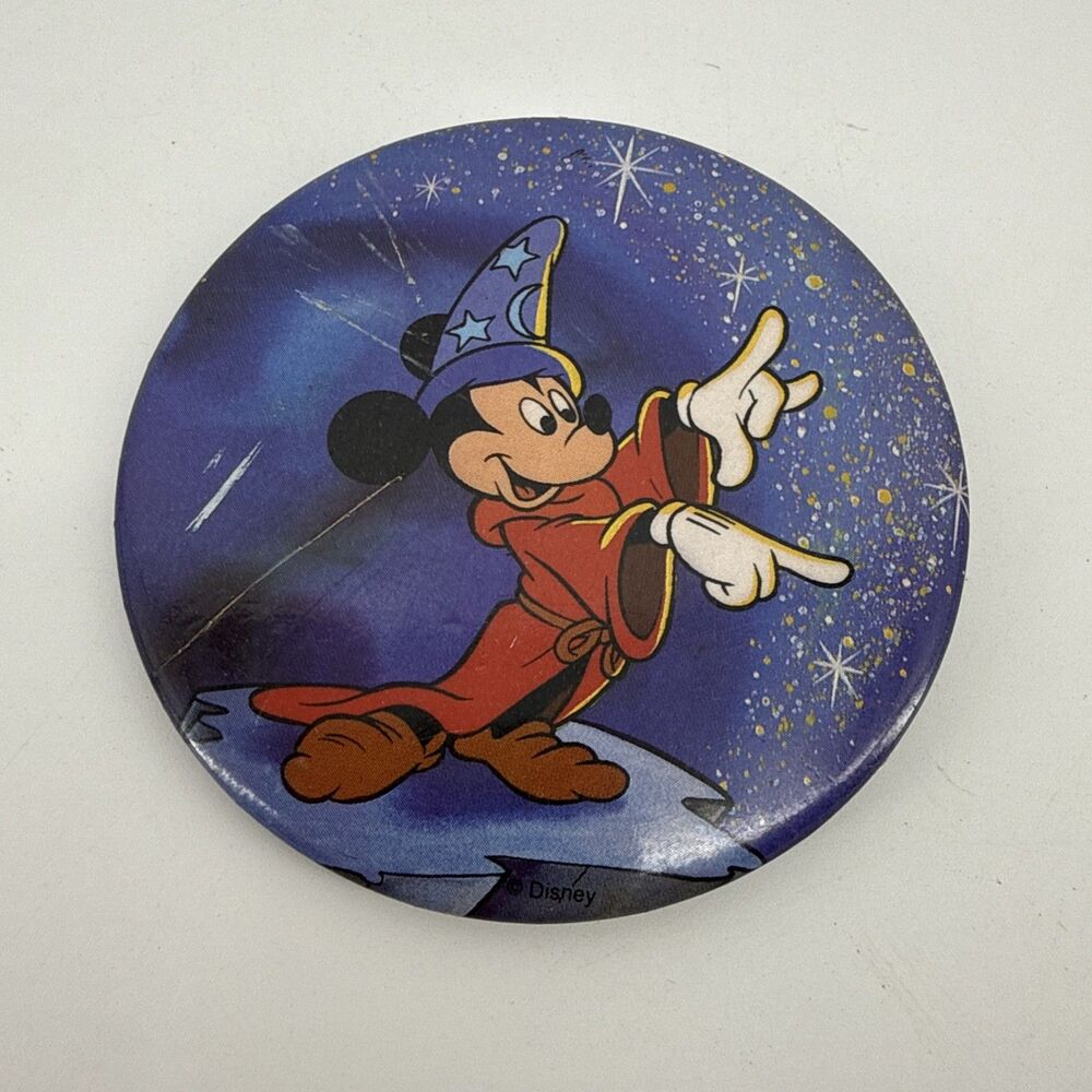 Walt Disney Fantasia Mickey Mouse Wizard Sorcerer Large 3" Pin Back Button